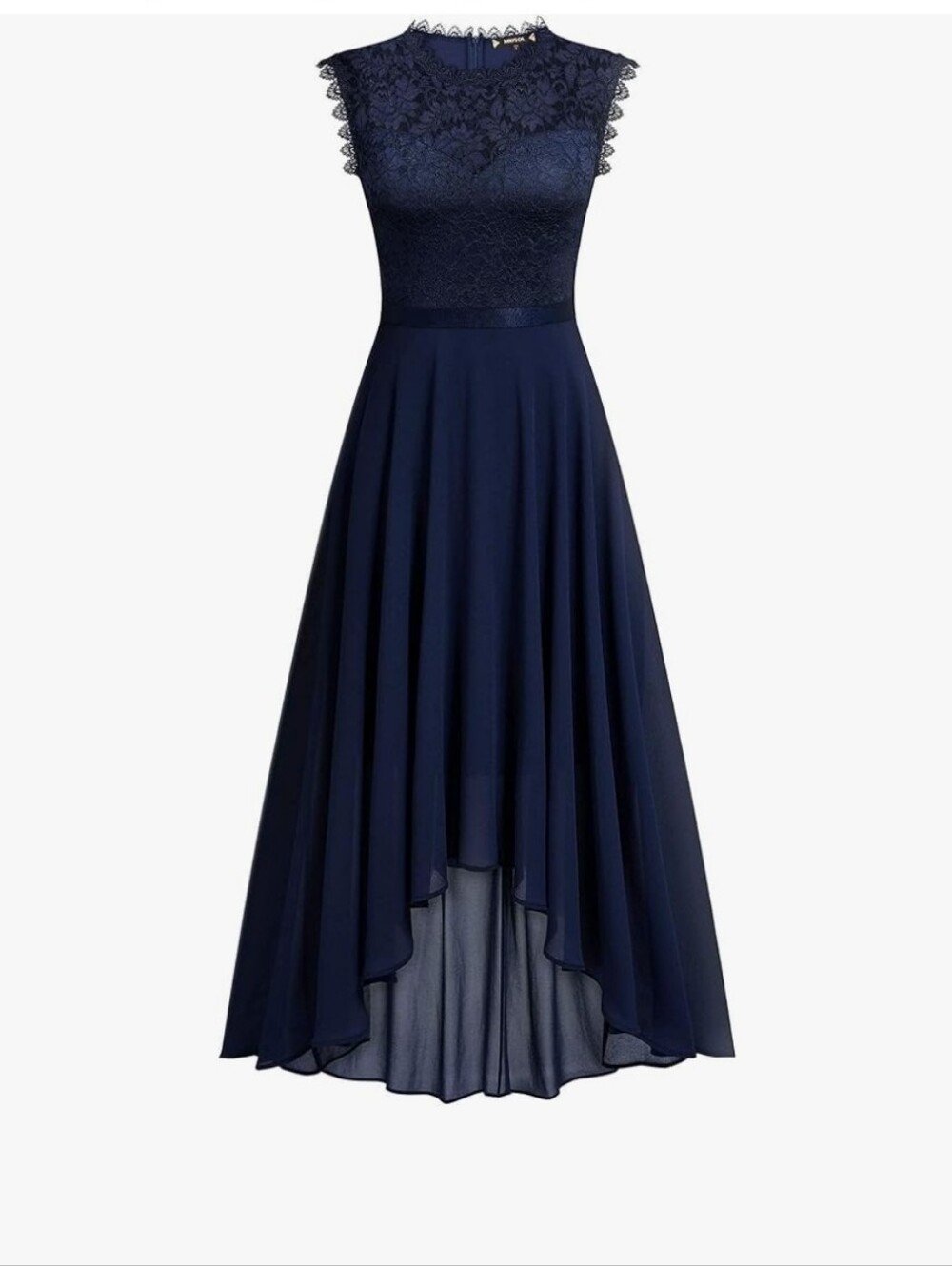 Miusol Navy Lace High-Low Evening Dress